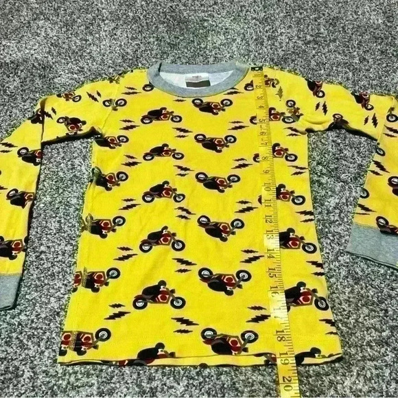 Hanna Andersson Bolt Motorcycle Print Yellow Pajama Top Only  Sz 8 US 130cm Note - Picture 2 of 10